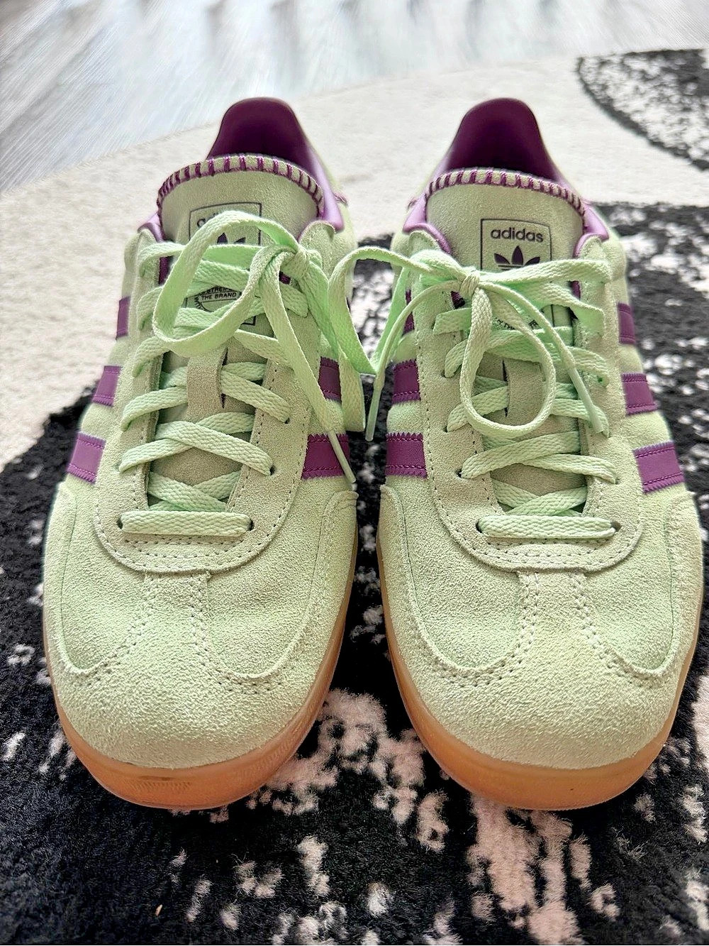 adidas Gazelle Indoor Mint Green & Purple Suede Sneakers, Women’s 9